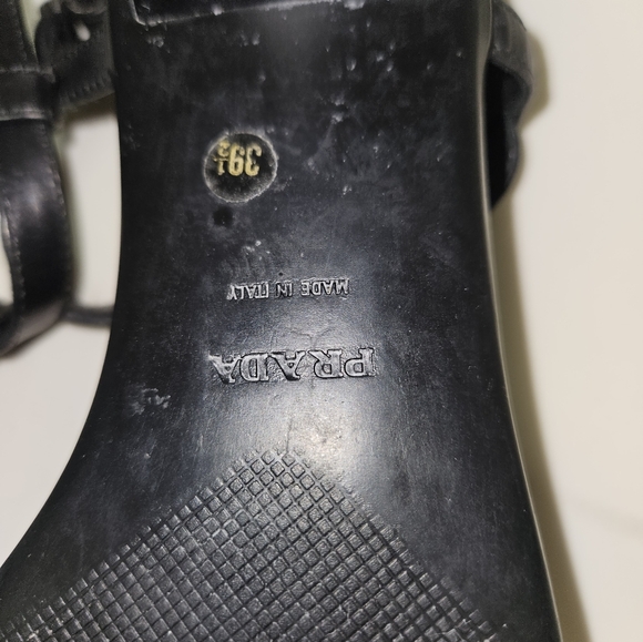 Vintage PRADA open toe slingback kitten heels sandals Size 39.5 / US 8.5 - Picture 5 of 15